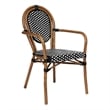 All-Weather Commercial Paris Chair with Bamboo Print Metal Frame-Black/White