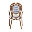 All-Weather Commercial Paris Chair with Bamboo Print Metal Frame-White/Navy