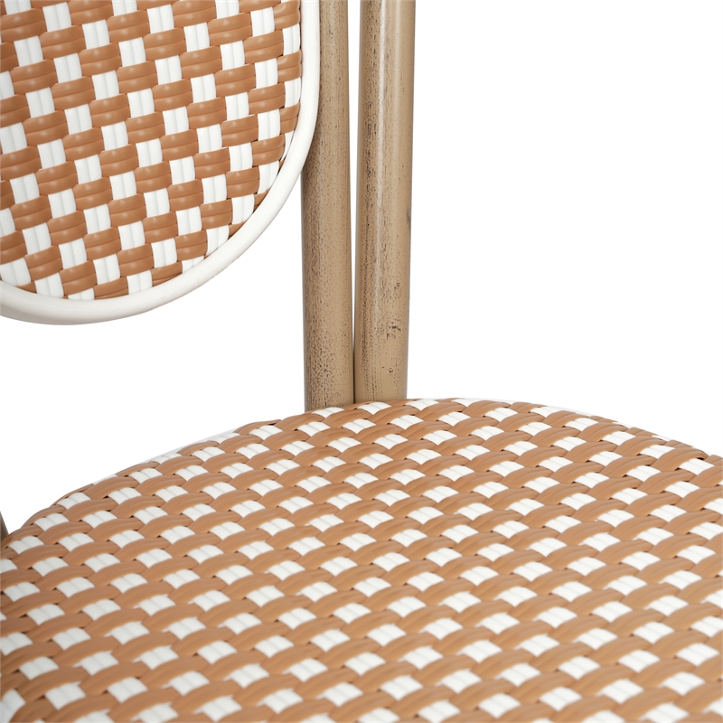 All-Weather Commercial Paris Chair with Bamboo Print Metal Frame-Natural/White