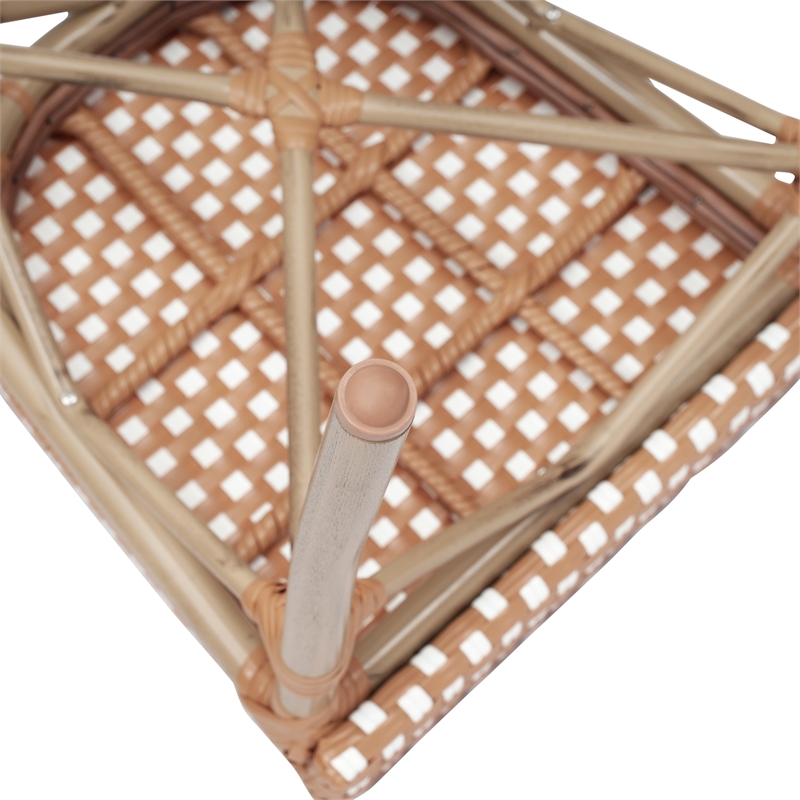 All-Weather Commercial Paris Chair with Bamboo Print Metal Frame-Natural/White