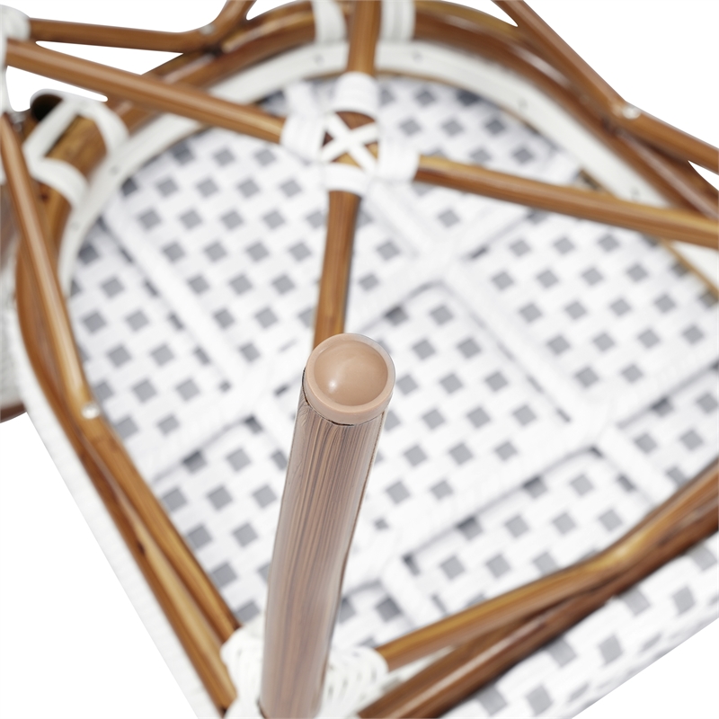 All-Weather Commercial Paris Chair with Bamboo Print Metal Frame-Natural/White