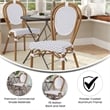 All-Weather Commercial Paris Chair with Bamboo Print Metal Frame-Natural/White