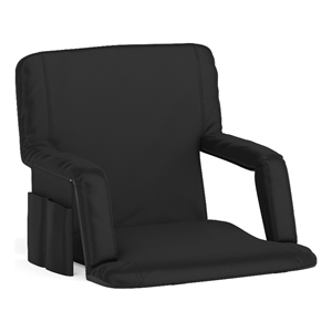 Backpack Reclining Padded Stadium Chairs with Armrests & Storge Pockets in Black