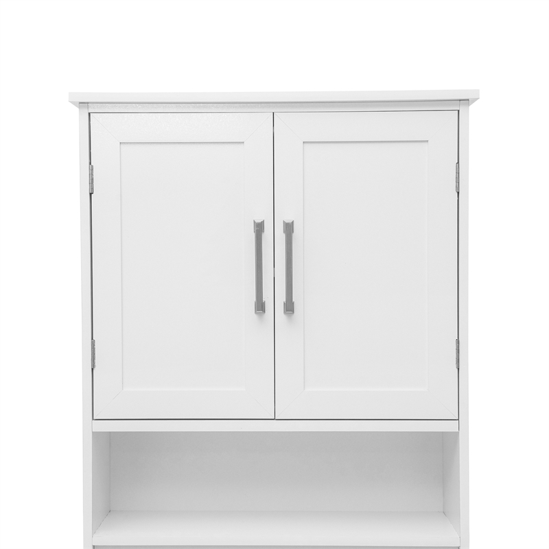 Modern Over the Toilet Cabinet with Shelves and Magnetic Closure Doors - White