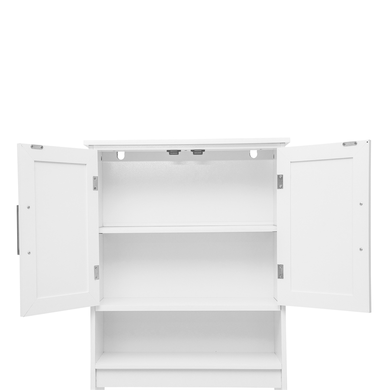 Modern Over the Toilet Cabinet with Shelves and Magnetic Closure Doors - White