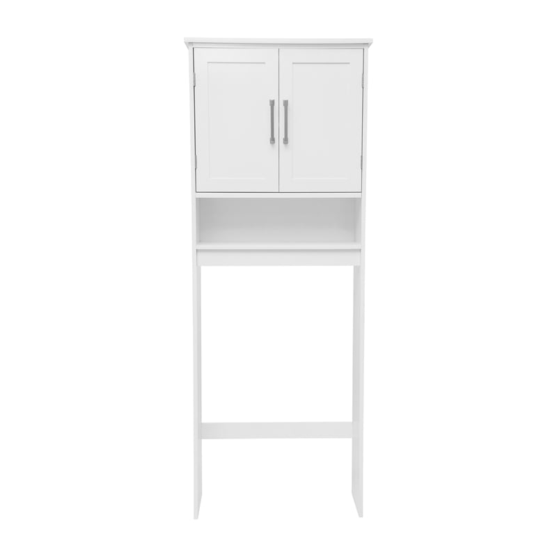 Modern Over the Toilet Cabinet with Shelves and Magnetic Closure Doors - White