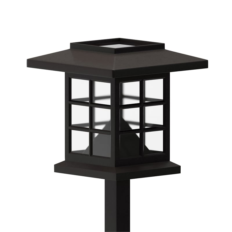 All-Weather Lantern Design Solar Powered LED Landscape Lights in Brown