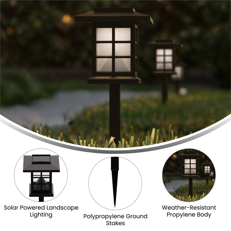 All-Weather Lantern Design Solar Powered LED Landscape Lights in Brown