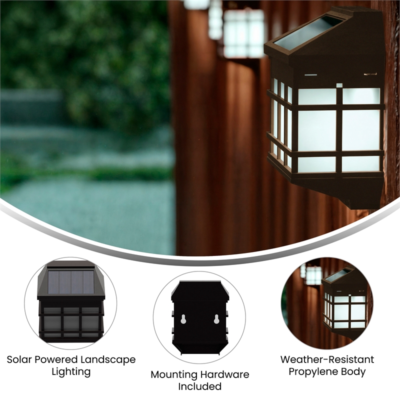 Decorative Wall Mount Solar Powered Lighting for Decks and Fencing in Brown