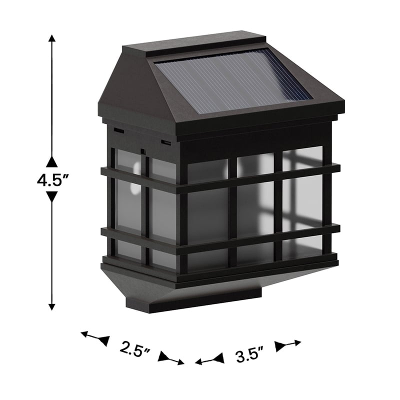 Decorative Wall Mount Solar Powered Lighting for Decks and Fencing in Brown