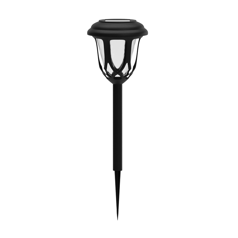 All-Weather Tulip Design Solar Powered LED Garden & Pathway Lights in Black