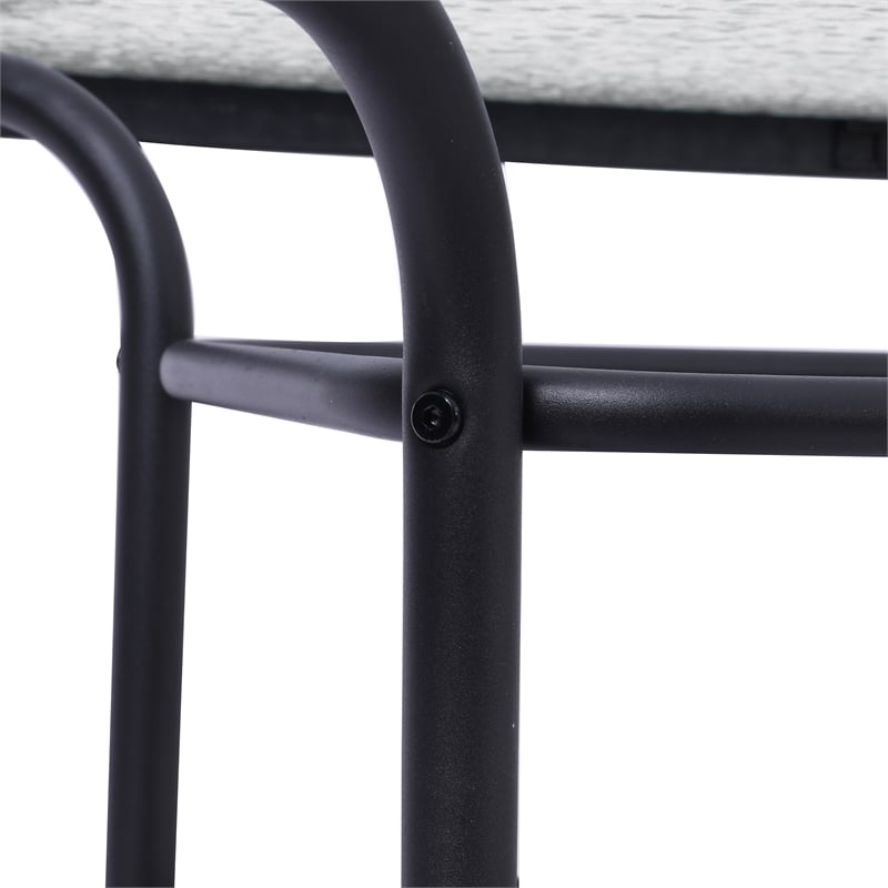 Commercial 47.25x27.5 Tempered Glass and Steel Patio Table - Umbrella Hole-Black