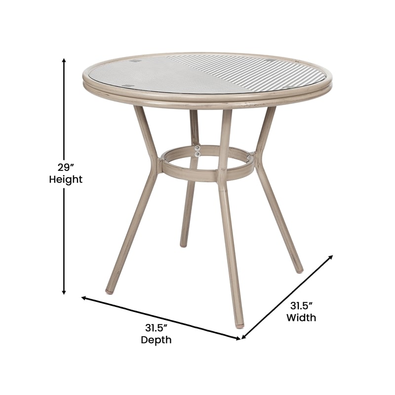 Indoor/Outdoor Commercial Glass Top Bistro Table in Black/White