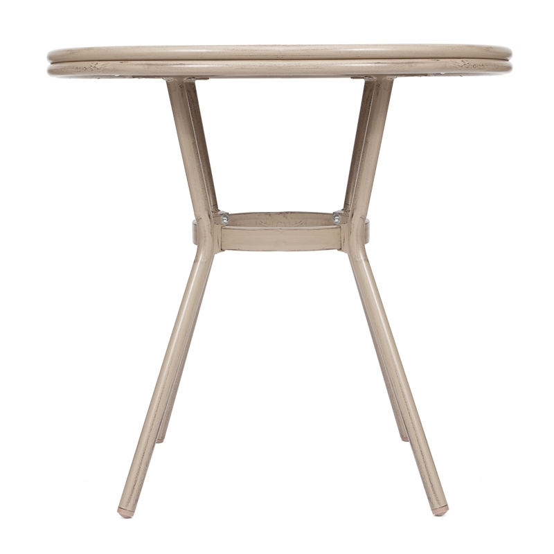 Indoor/Outdoor Commercial Glass Top Bistro Table in Black/White