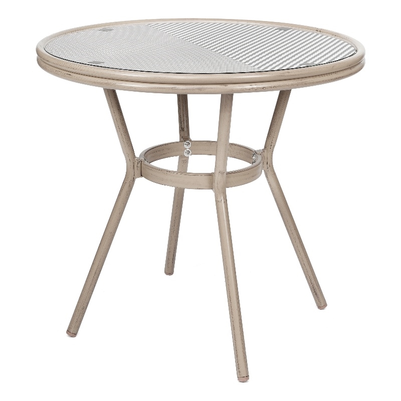 Indoor/Outdoor Commercial Glass Top Bistro Table in Black/White