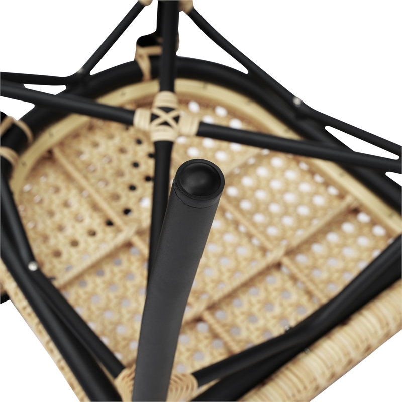 All-Weather Commercial Paris Chair with Black Metal Frame-Natural