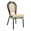 All-Weather Commercial Paris Chair with Black Metal Frame-Natural