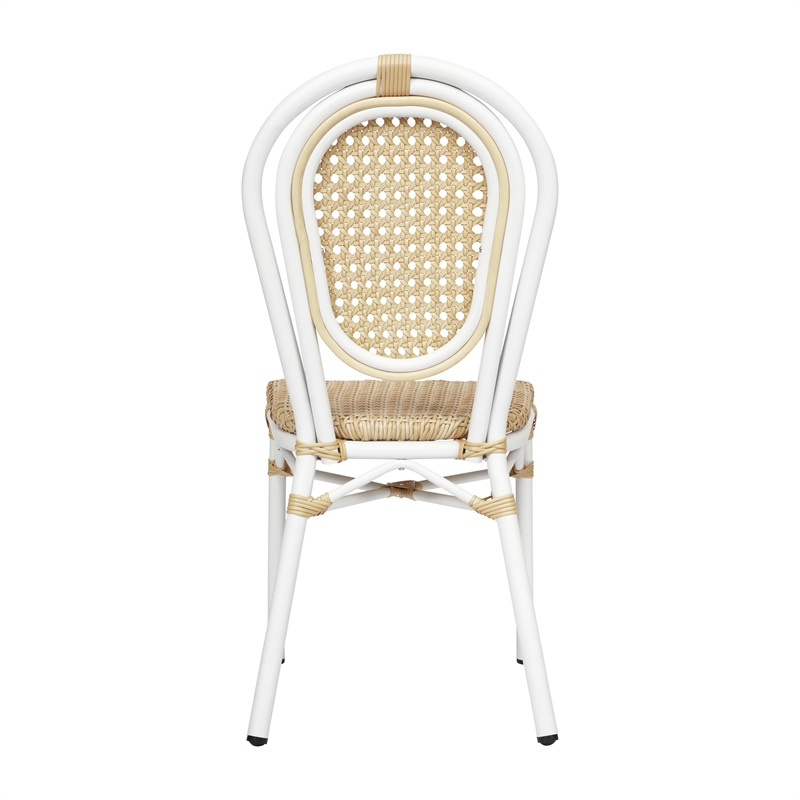 All-Weather Commercial Paris Chair with White Metal Frame-Natural