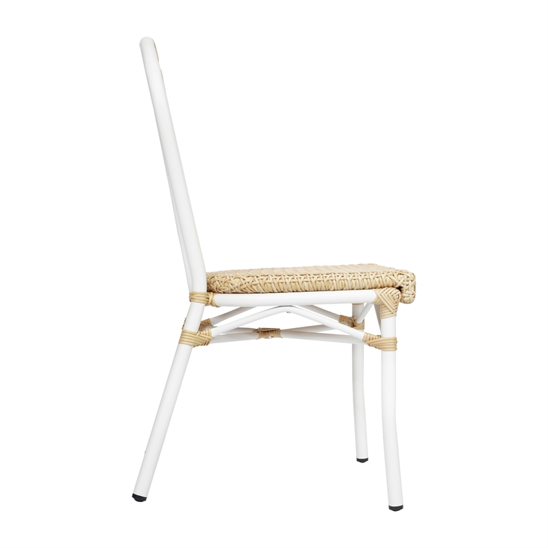 All-Weather Commercial Paris Chair with White Metal Frame-Natural