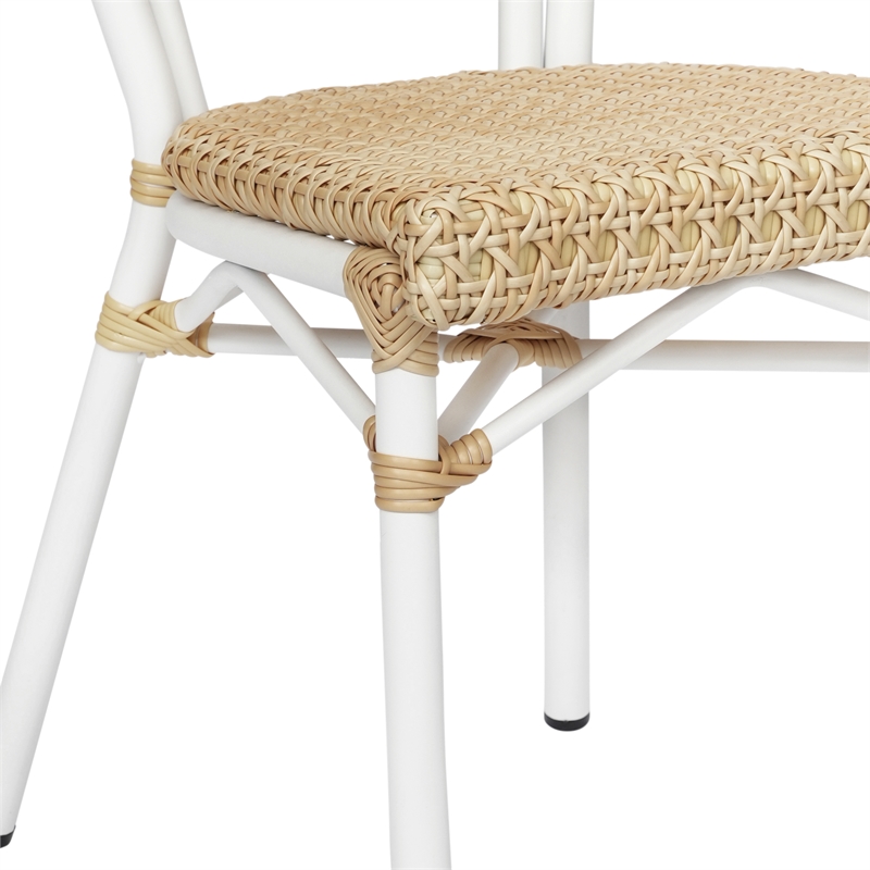 All-Weather Commercial Paris Chair with White Metal Frame-Natural