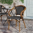All-Weather Commercial Paris Chair with Bamboo Print Metal Frame-Black/White