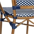 All-Weather Commercial Paris Chair with Bamboo Print Metal Frame-Navy/White