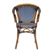All-Weather Commercial Paris Chair with Bamboo Print Metal Frame-Navy/White