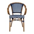 All-Weather Commercial Paris Chair with Bamboo Print Metal Frame-Navy/White