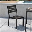 Outdoor Faux Teak Side Chair with Gray Wash Poly Slats - Teak Patio Chair