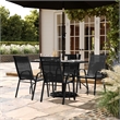 Commercial 5 Pc Outdoor Patio Dining Set with Glass Table and 4 Chairs - Black