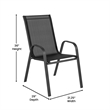 Commercial 5 Pc Outdoor Patio Dining Set with Glass Table and 4 Chairs - Black
