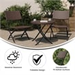 3PC Brown and Black Indoor/Outdoor PE Rattan Folding Bistro Set