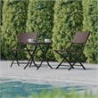 3PC Brown and Black Indoor/Outdoor PE Rattan Folding Bistro Set