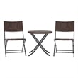 3PC Brown and Black Indoor/Outdoor PE Rattan Folding Bistro Set