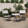 3PC Gray/White and Charcoal Indoor/Outdoor PE Rattan Folding Bistro Set