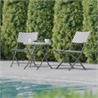 3PC Gray/White and Charcoal Indoor/Outdoor PE Rattan Folding Bistro Set