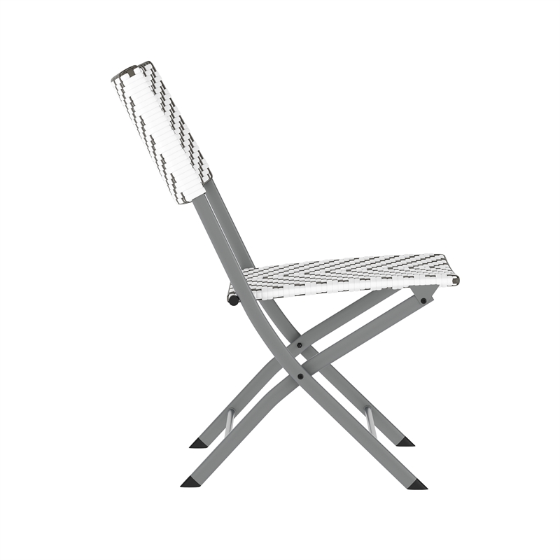 3PC Gray/White and Charcoal Indoor/Outdoor PE Rattan Folding Bistro Set