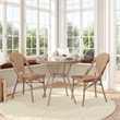 Indoor/Outdoor Commercial Bistro Set with Table and Two Chairs in Nat/Wht