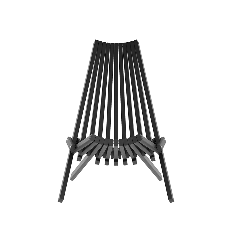 Commercial Indoor/Outdoor Low Profile Acacia Wood Patio Folding Chair in Black