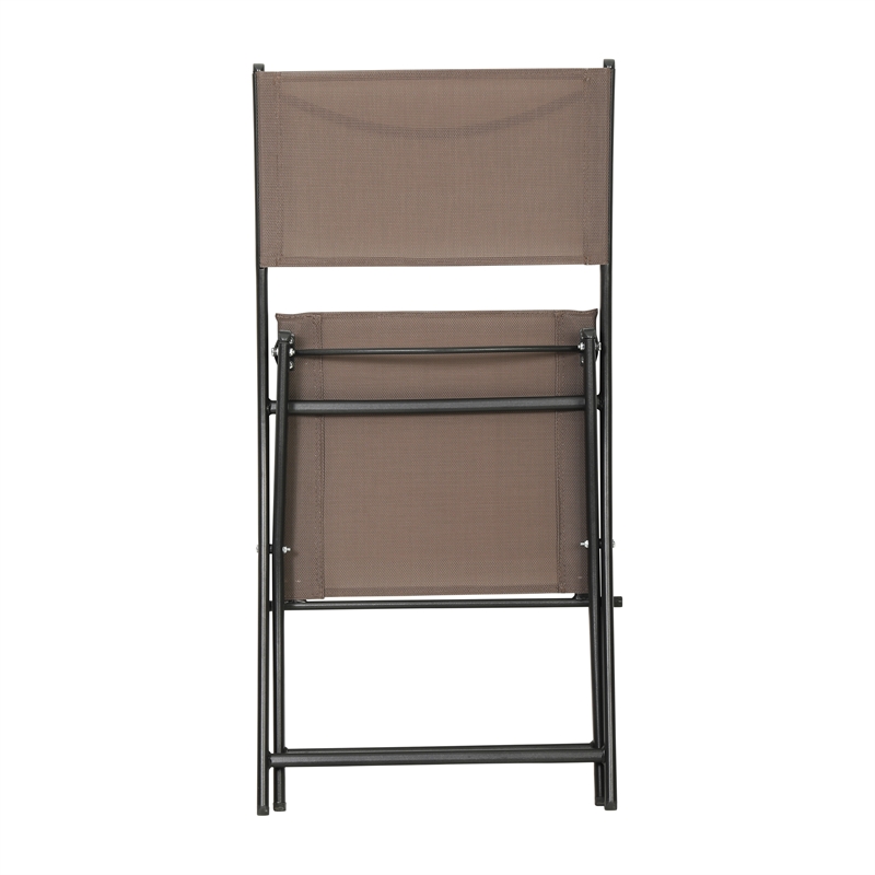 2 Pack Commercial Outdoor Flex Comfort Folding Chair with Metal Frame in Brown