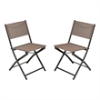 2 Pack Commercial Outdoor Flex Comfort Folding Chair with Metal Frame in Brown