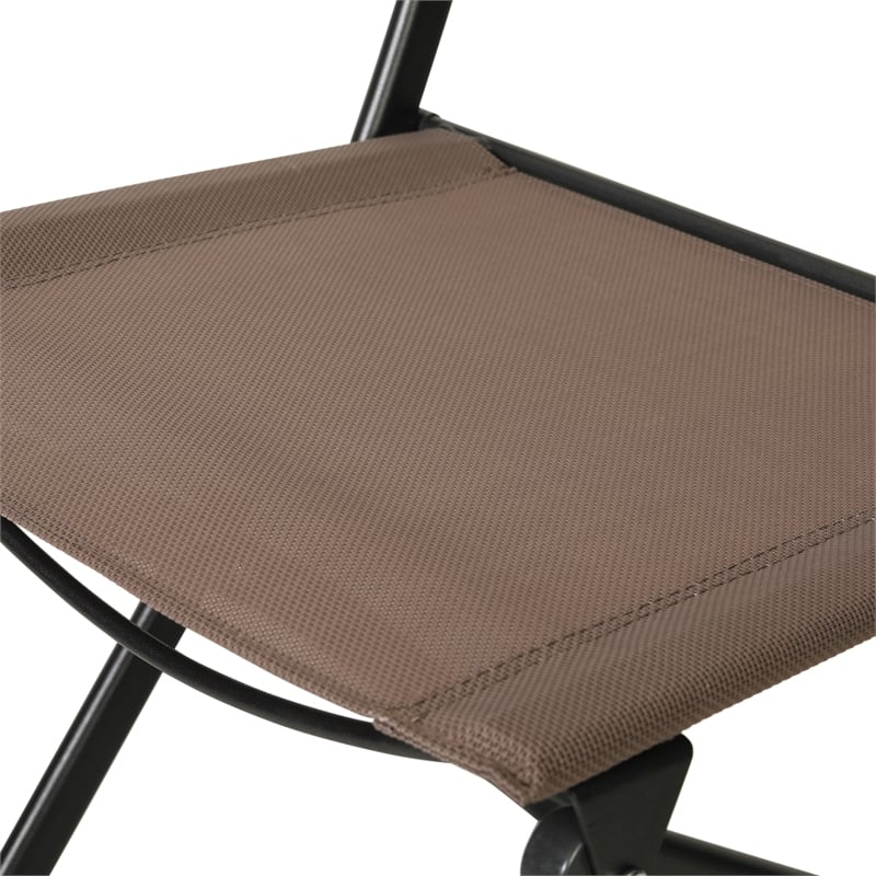 2 Pack Commercial Outdoor Flex Comfort Folding Chair with Metal Frame in Brown