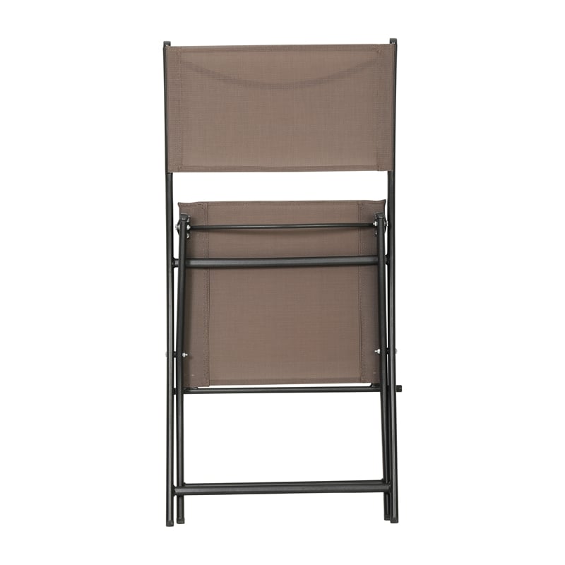 2 Pack Commercial Outdoor Flex Comfort Folding Chair with Metal Frame in Brown