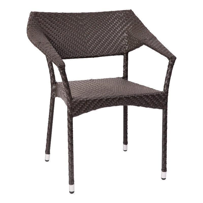 All Weather Commercial Grade PE Rattan Stacking Patio Chairs in Espresso