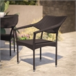 All Weather Commercial Grade PE Rattan Stacking Patio Chairs in Espresso