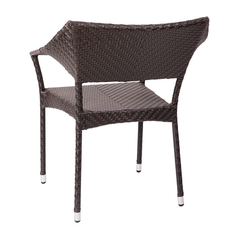 All Weather Commercial Grade PE Rattan Stacking Patio Chairs in Espresso