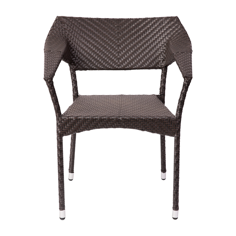 All Weather Commercial Grade PE Rattan Stacking Patio Chairs in Espresso