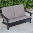 All-Weather Poly Resin Adirondack Loveseat & Cushions - Black/Charcoal