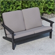 All-Weather Poly Resin Adirondack Loveseat & Cushions - Black/Charcoal