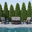 All-Weather Poly Resin Adirondack Loveseat & Cushions - Black/Charcoal